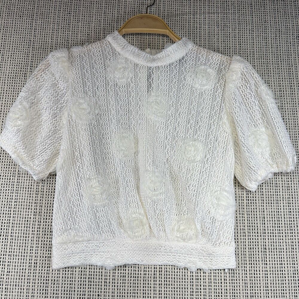 Milk & Honey Rosette Knit Puff Sleeve Coquette Fairycore Sweater Top